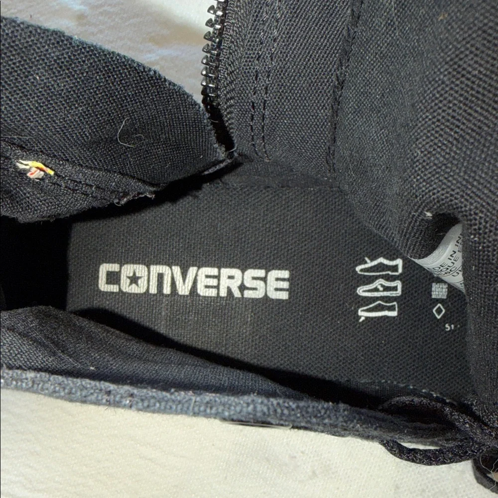 Converse Chuck Taylor All Star Black High Top Glitter Toe Zipper Kids Sneakers
